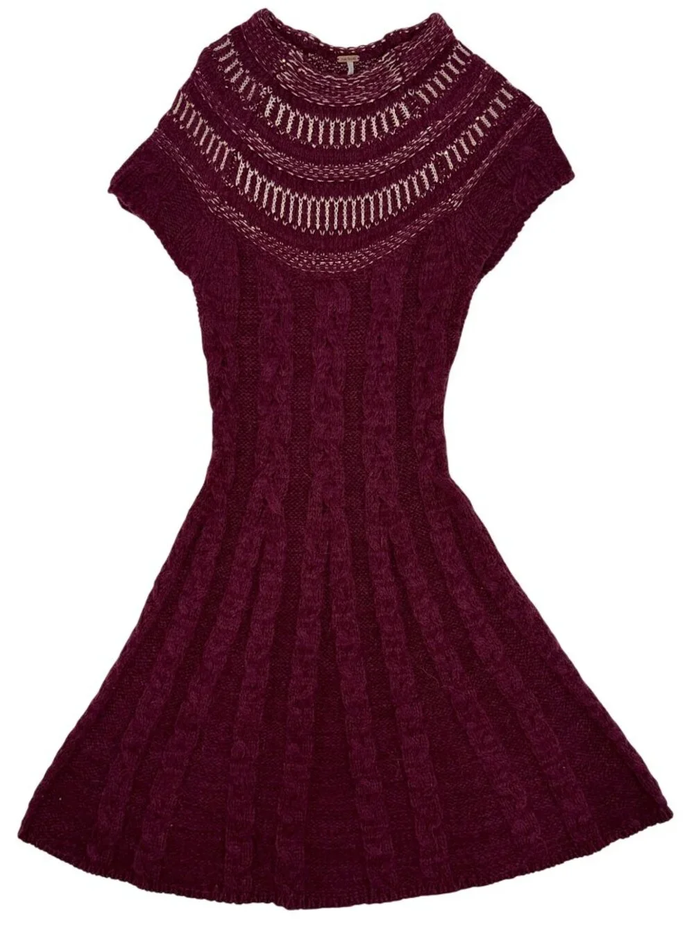 NWT Free People Dark Cherry Sequin Fit & Flare Sweater Dress | Mob Wife Coquette - Picture 14 of 16